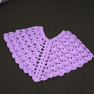 Handmade Purple Crochet Poncho